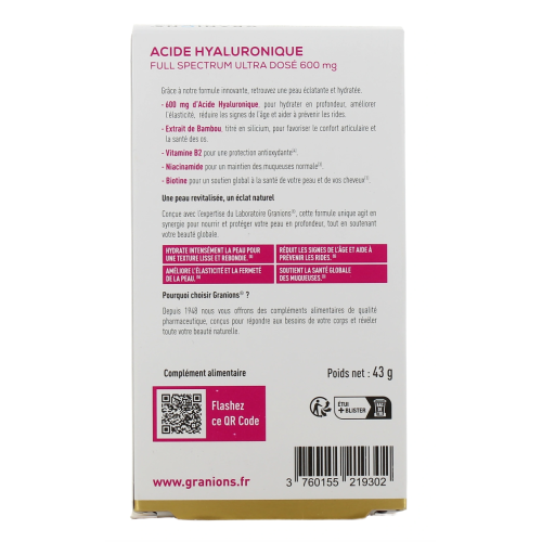 Acide Hyaluronique 600 mg 60 comprimés