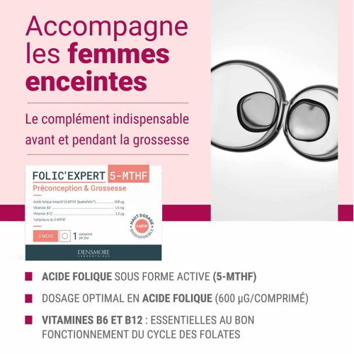 Folic'Expert 5-MTHF Préconception & Grossesse 90 Comprimés