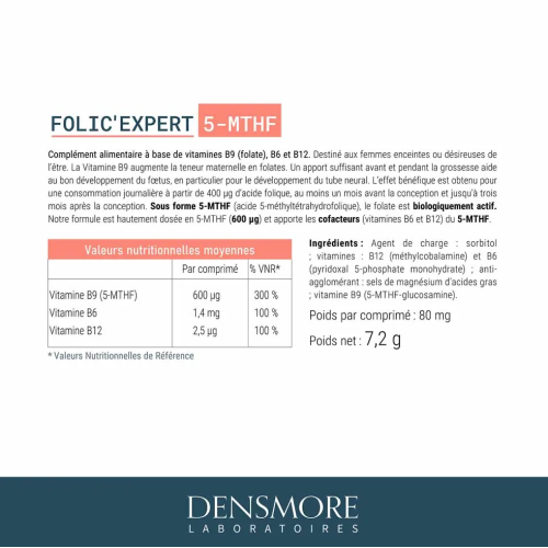 Folic'Expert 5-MTHF Préconception & Grossesse 90 Comprimés