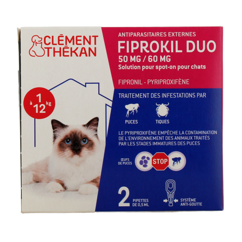 Fiprokil Duo Chat Spot-On Antiparasitaire 2 pipettes Fiprokil Duo Chat Spot-On Antiparasitaire 2 pipettes