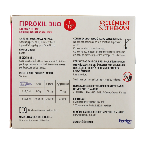 Fiprokil Duo Chat Spot-On Antiparasitaire 2 pipettes
