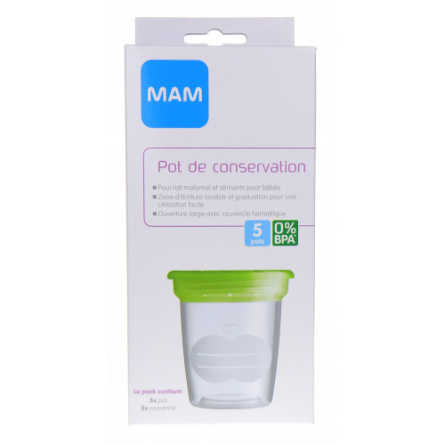 MAM Pots Conservation Lait Maternel 120mL - Stockage Sûr et Hygiénique