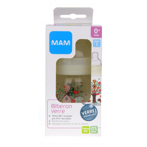 MAM Biberon Verre Feel Good 170mL - Chauffable, Stérilisable