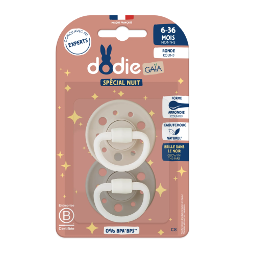 GAIA SPECIAL NUIT Sucettes Forme Ronde 6 à 36 Mois Couleur Beige 2 Sucettes GAIA SPECIAL NUIT Sucettes Forme Ronde 6 à 36 Mois Couleur Beige 2 Sucettes