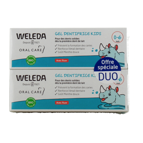 Gel Dentifrice pour Enfant 0-6 ans Avec Fluor 2 x 50 ml