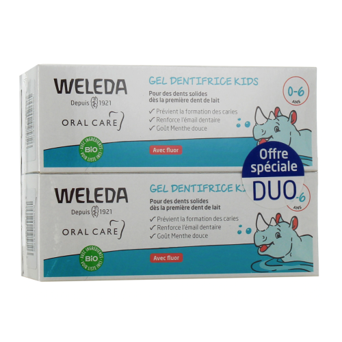 Gel Dentifrice pour Enfant 0-6 ans Avec Fluor 2 x 50 ml