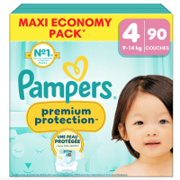 PREMIUM PROTECTION Couches Bébé Taille 4 De 9 à 14 kg Maxi Pack 90 Unités