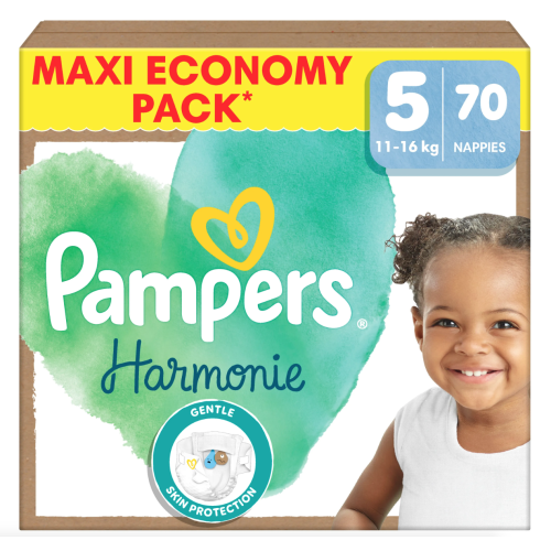 HARMONIE Couches Bébé Taille 5 - De 11 à 16 kg Maxi Pack, 70 Couches
