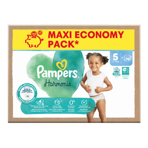 HARMONIE Couches Bébé Taille 5 - De 11 à 16 kg Maxi Pack, 70 Couches