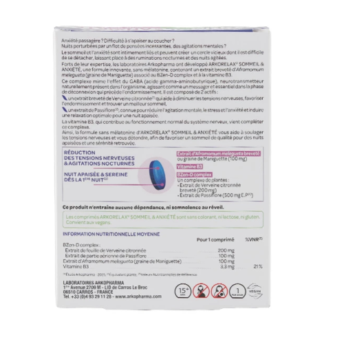 Arkorelax Sommeil et Anxiété 15 comprimés
