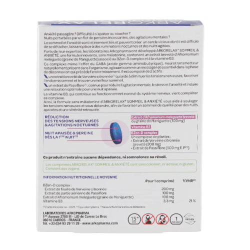 Arkorelax Sommeil et Anxiété 30 comprimés
