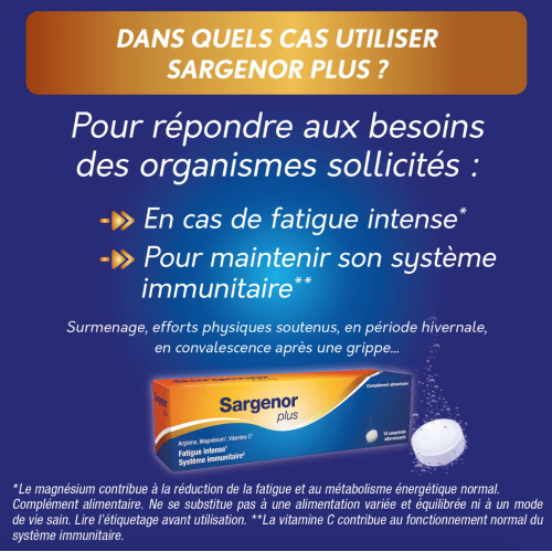 Sargenor Plus Argenine Magnésium Vitamine C 14 Comprimés Effervescents Sargenor Plus Argenine Magnésium Vitamine C 14 Comprimés Effervescents