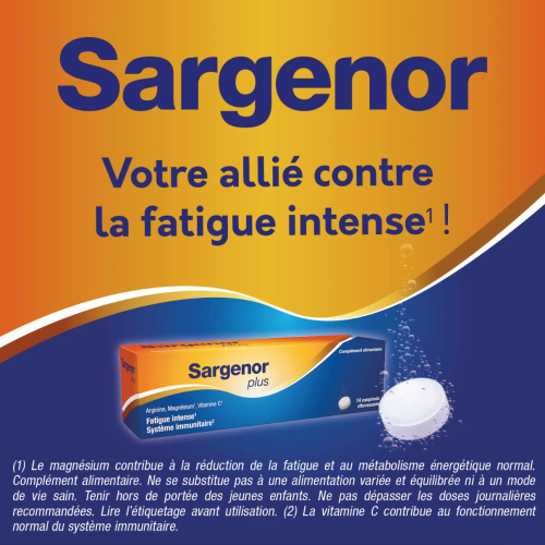 Sargenor Plus Argenine Magnésium Vitamine C 14 Comprimés Effervescents Sargenor Plus Argenine Magnésium Vitamine C 14 Comprimés Effervescents