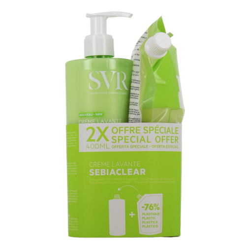Sebiaclear Crème Lavante 400 ml + eco recharge 400 ml