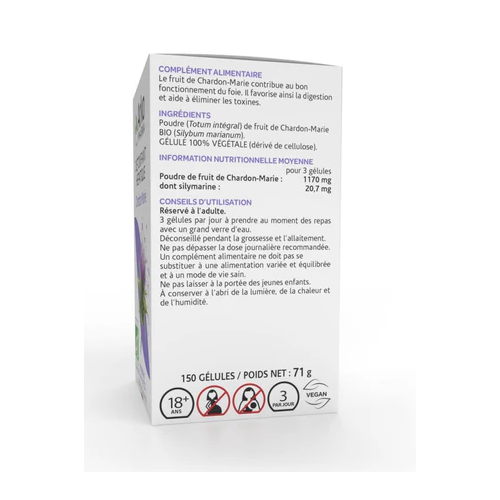 Arkogélules Chardon Marie Bio Détoxifiant Hépatique 150 Gélules