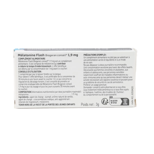 Mélatonine Flash 1,9 mg 30 comprimés