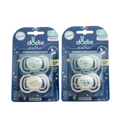 Extra sucette anatomique silicone +18 mois Nuit 2 Sucettes