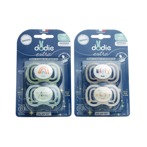 Sucette anatomique silicone Jour Nuit +18 mois 2 Sucettes