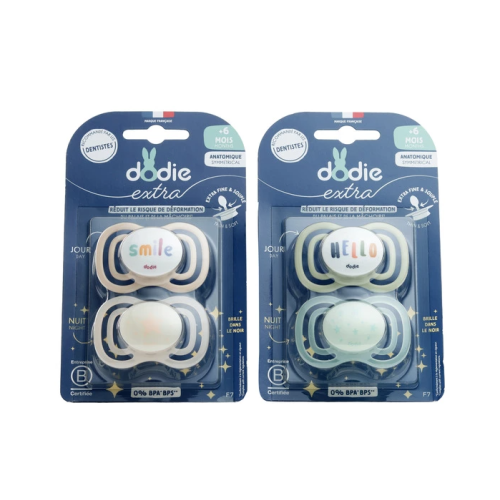 Extra sucette anatomique silicone Jour Nuit +6 mois 2 Sucettes Extra sucette anatomique silicone Jour Nuit +6 mois 2 Sucettes