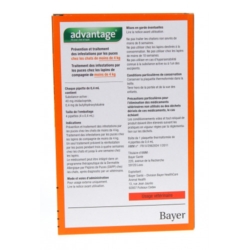 ELANCO Advantage Chat - 6 Pipettes 0.4ml - Antiparasitaire Efficace, ELANCO Advantage Chat - 6 Pipettes 0.4ml - Antiparasitaire Efficace,