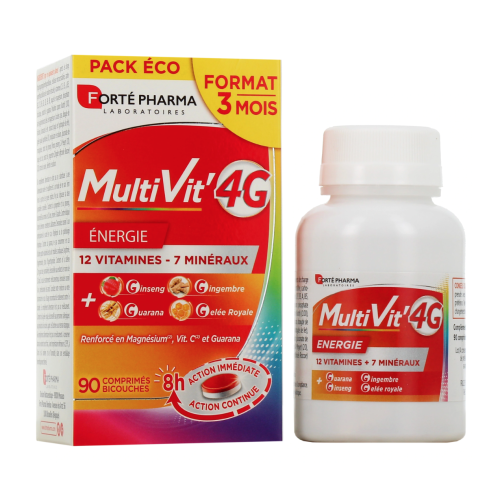 MultiVit'4G Energie 90 Comprimés Bicouches MultiVit'4G Energie 90 Comprimés Bicouches