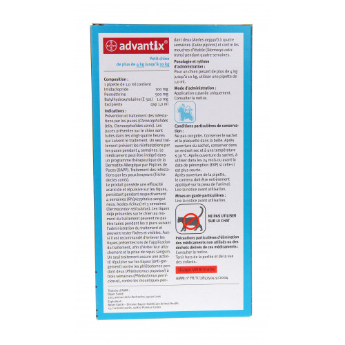 ELANCO Advantix Petit Chien 4-10kg 4x1mL - Protection Antiparasitaire ELANCO Advantix Petit Chien 4-10kg 4x1mL - Protection Antiparasitaire