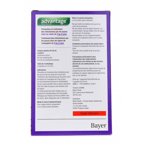 ELANCO Advantage Chat 4Kg+ 6 Pipettes 0.8mL - Antiparasitaire Efficace ELANCO Advantage Chat 4Kg+ 6 Pipettes 0.8mL - Antiparasitaire Efficace