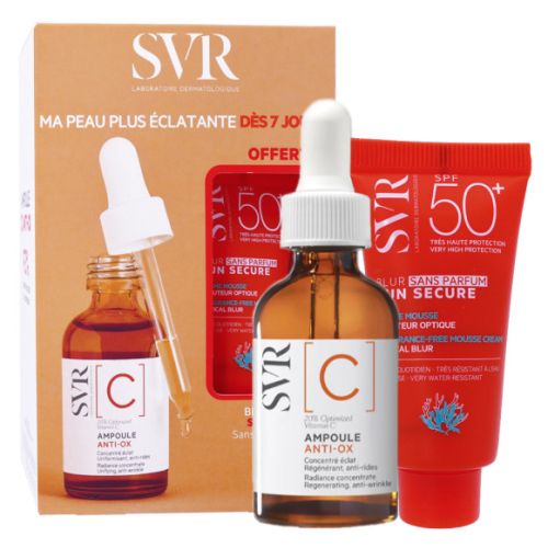 COFFRET [C] AMPOULE ANTI-OX Concentré Eclat Régénérant Anti-Rides 30 ml + SUN SECURE BLUR Crème Mousse Offert