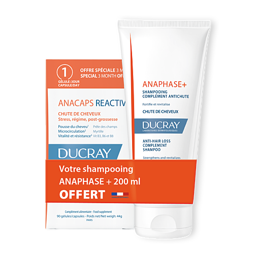 Anacaps Reactiv 3 Mois 90 Gélules + Shampooing Anaphase 200 ml Offert