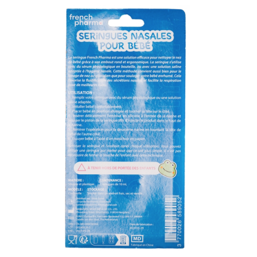 Seringues Nasales pour Bébé 4 Mois et + 2 x 10 ml