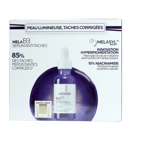 Mela B3 Sérum Concentré Anti-Taches 30 ml + Routine Peau Lumineuse Offerte, Coffret