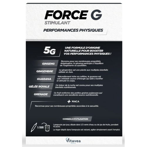 Force G Stimulant Performances Physiques 10 Ampoules