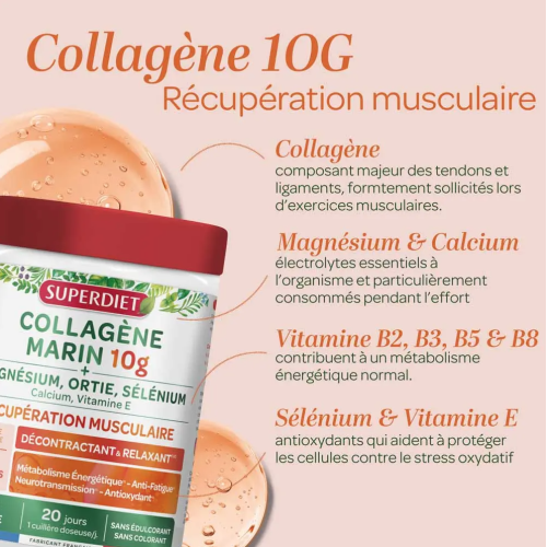 Collagène Marin 10 g + Magnésium, Ortie, Sélénium 240 g