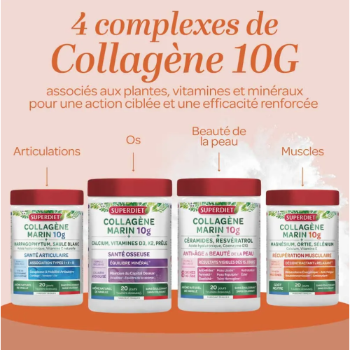 Collagène Marin 10 g + Magnésium, Ortie, Sélénium 240 g