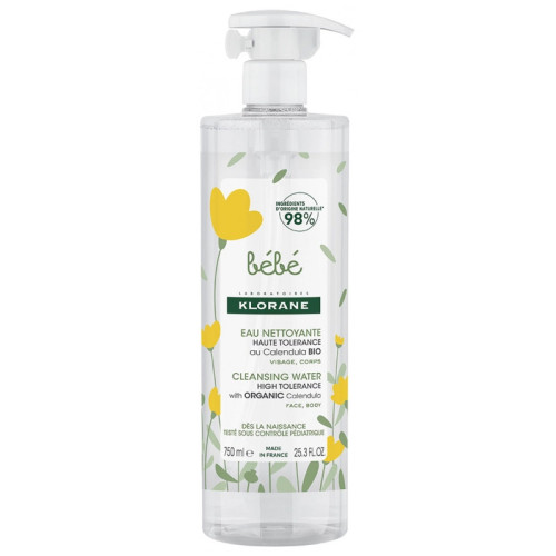 Klorane Bébé Eau Nettoyante 750 ml Peau Apaisée Bio - Pharma360