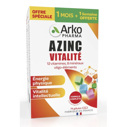 Azinc Vitalité Vitamines Minéraux et Oligo-Eléments 60 gélules + 14 offertes