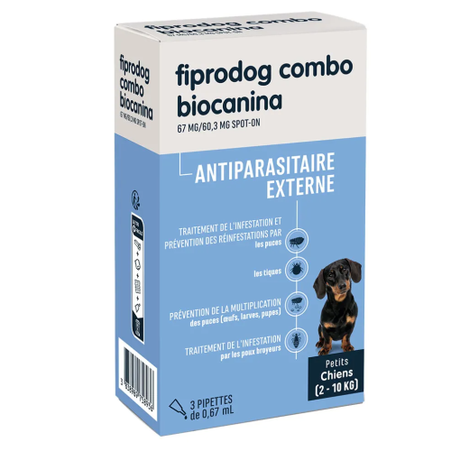 Fiprodog 67 mg Combo Petits Chiens 2 à 10 kg 3 Pipettes