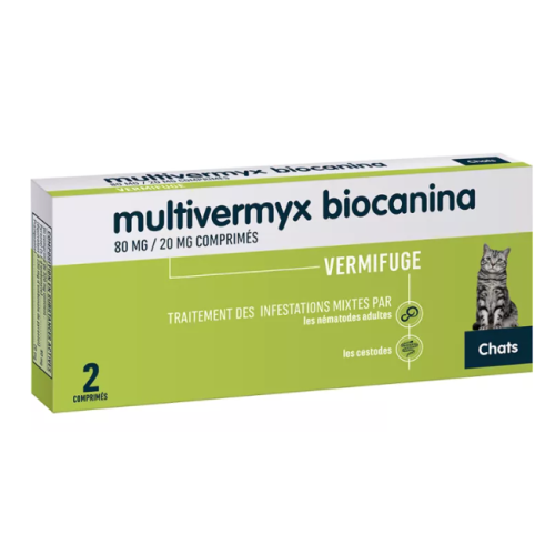 Multivermyx Chat 80/20 mg 2 comprimés