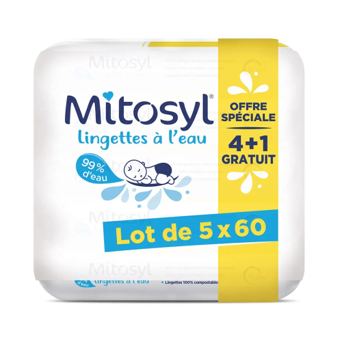 Mitosyl Lingettes à l'Eau 4 x 60 Lingettes + 60 Lingettes Offertes