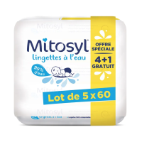 Mitosyl Lingettes à l'Eau 4 x 60 Lingettes + 60 Lingettes Offertes