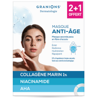 Dermatologie Masque Seconde Peau Anti-Âge 2 masques + 1 offert