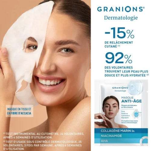 Dermatologie Masque Seconde Peau Anti-Âge 2 masques + 1 offert