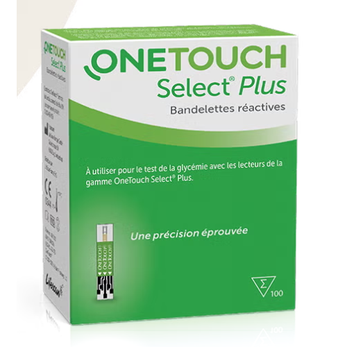 OneTouch Select Plus Bandelettes Réactives 100 Bandelettes