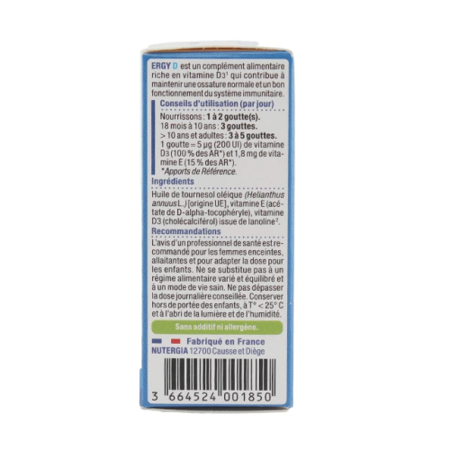 Ergy D Vitamine D3 200 UI 15 ml