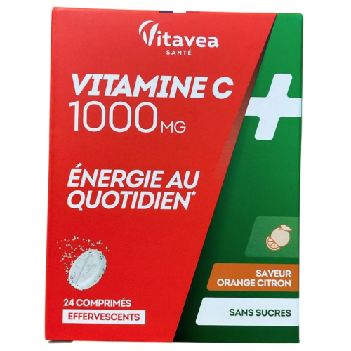Vitamine C 1000 mg orange citron sans sucres 24 comprimés effervescents