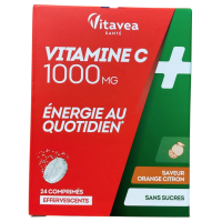 Vitamine C 1000 mg orange citron sans sucres 24 comprimés effervescents