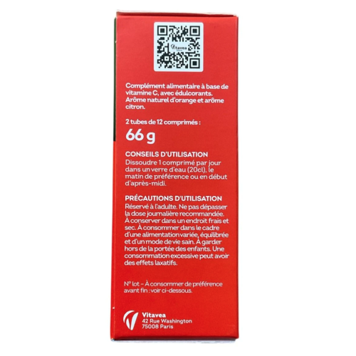 Vitamine C 1000 mg orange citron sans sucres 24 comprimés effervescents