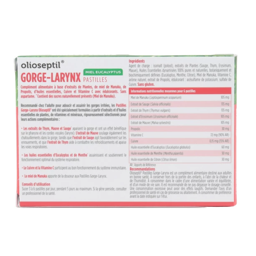Gorge Larynx Miel Eucalyptus 24 pastilles