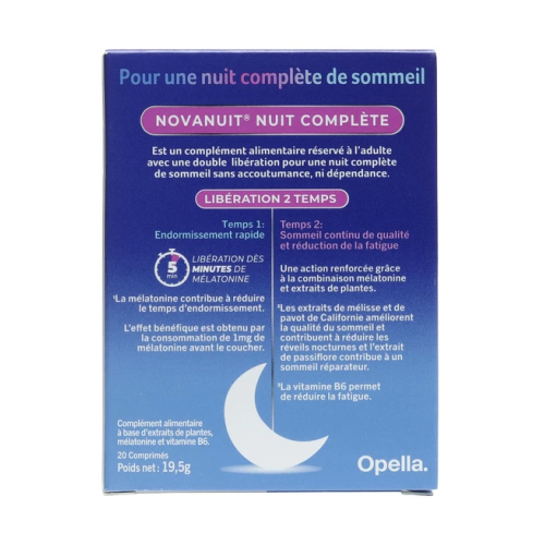 Novanuit Nuit complète 1,9 mg 20 comprimés