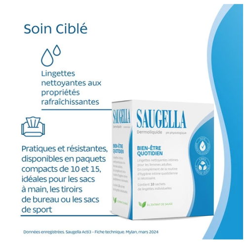 Dermoliquide Lingettes Nettoyantes Intimes 10 Lingettes Individuelles